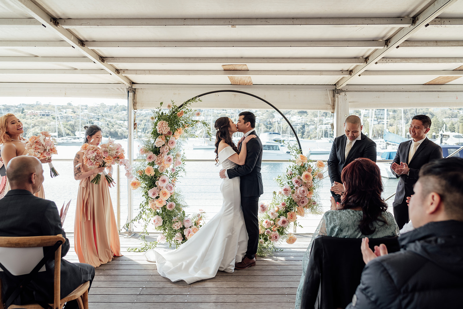 wedding ceremony at the Boathouse at the Spit