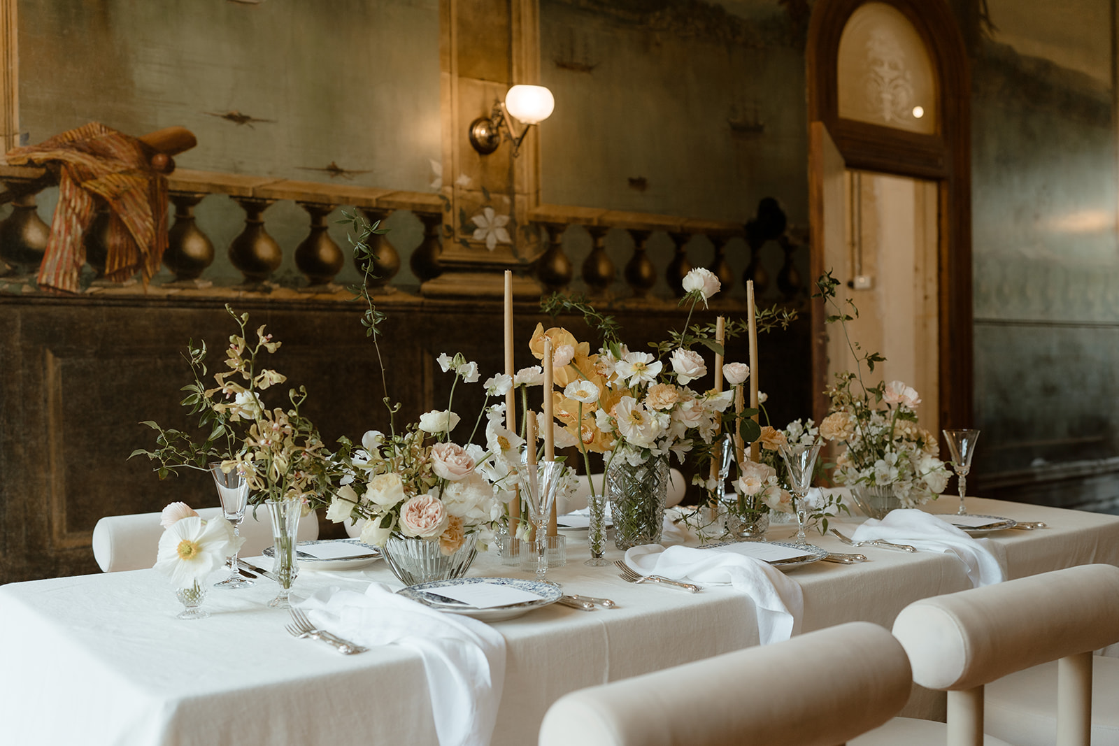 Elegant Wedding Table Setting at Villa Alba Museum, Kew